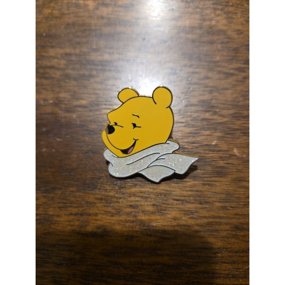 Disney Other - Disney Winnie the Pooh - Pooh Wearing Winter White Glitter Scarf Collectible Pin